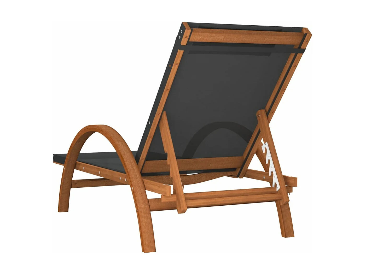 Chaise longue avec coussin gris textilène/bois massif peuplier