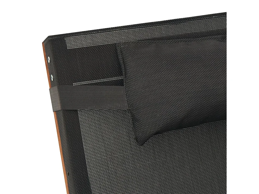 Chaise longue avec coussin gris textilène/bois massif peuplier