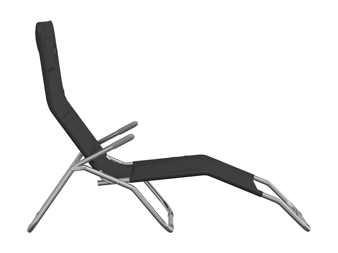 Chaises longues pliables lot de 2 noir textilène et acier