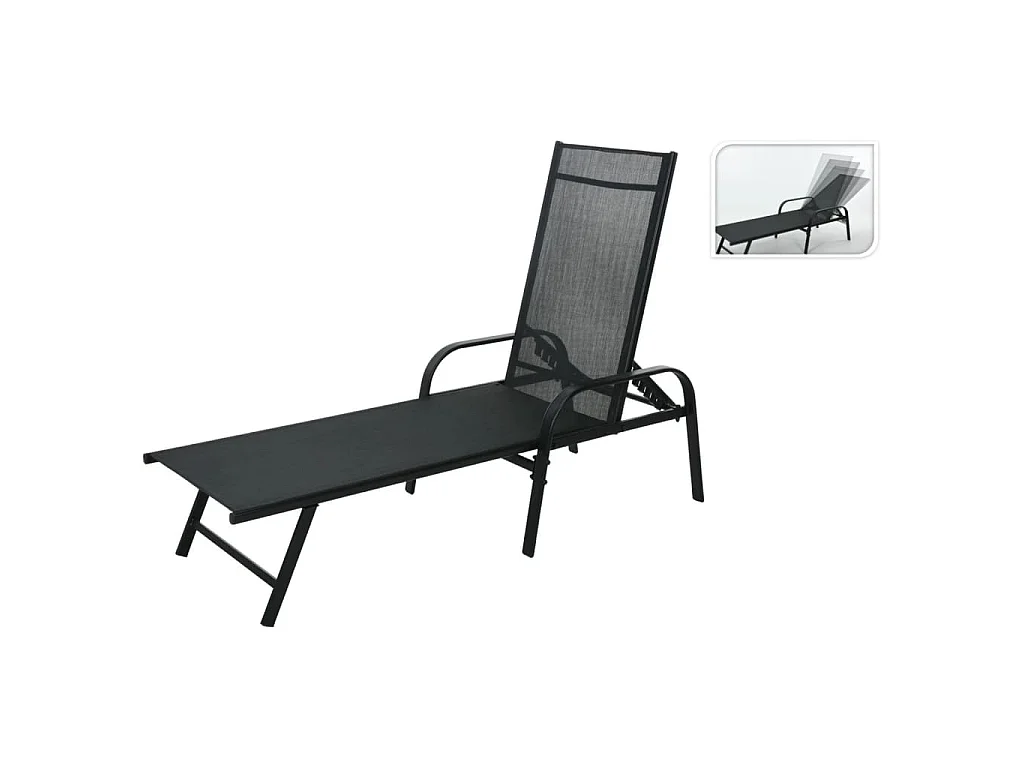 Chaise longue pliable 195x60x45 cm noir