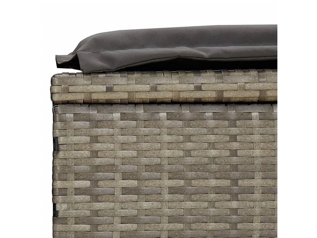 Ligbed met kussens 2-persoons poly rattan grijs