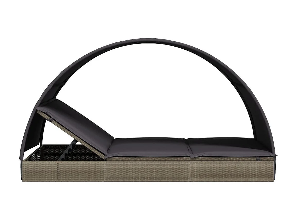 Transat 2 places avec toit rond gris 211x112x140 cm