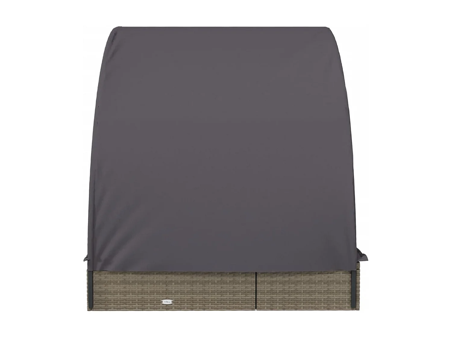 Ligbed 2-persoons met rond dak 211x112x140 cm poly rattan grijs