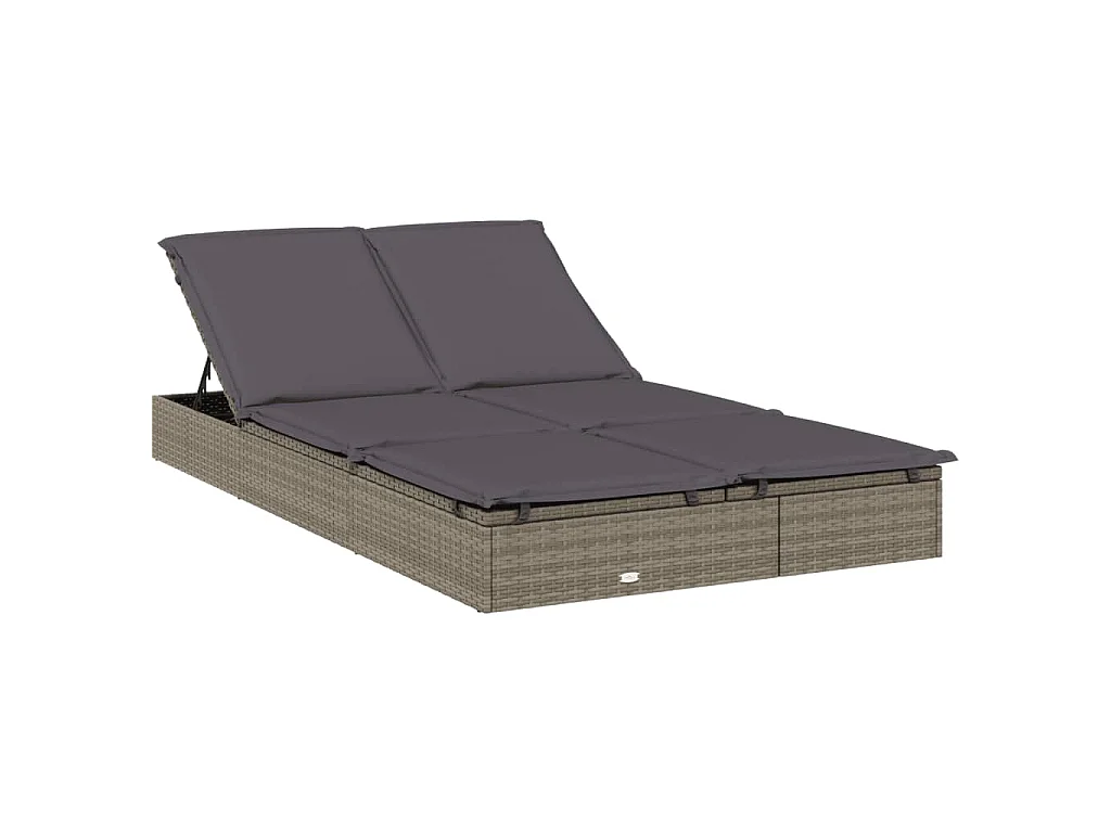 Ligbed 2-persoons met rond dak 211x112x140 cm poly rattan grijs