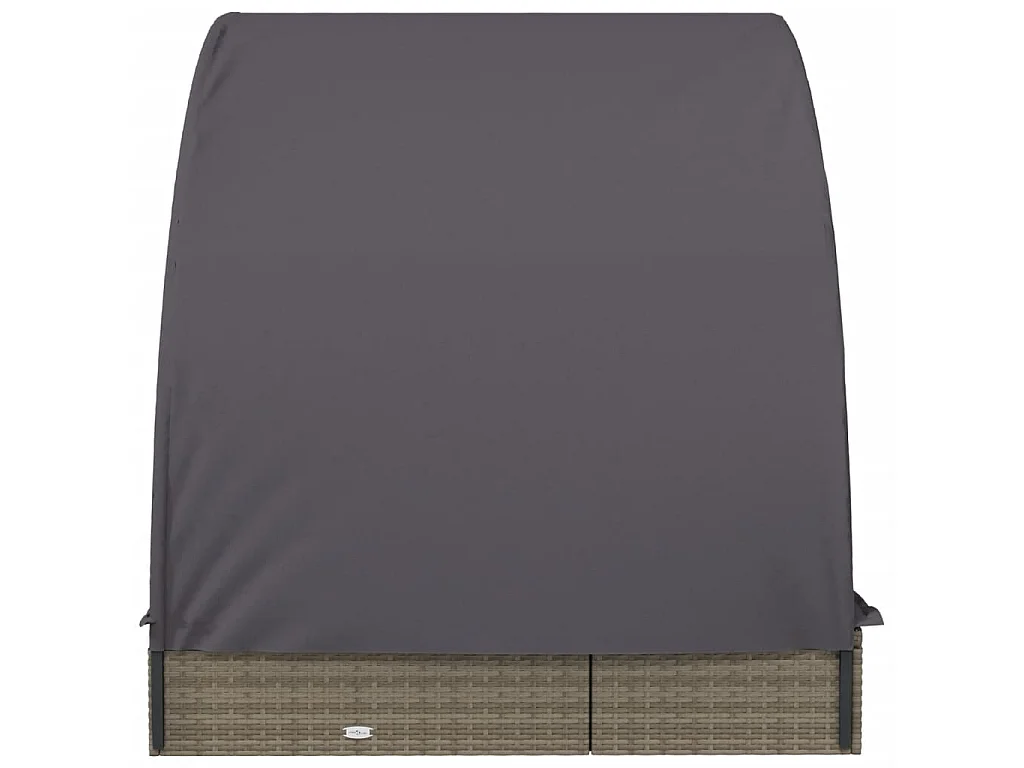 Ligbed 2-persoons met rond dak 211x112x140 cm poly rattan grijs