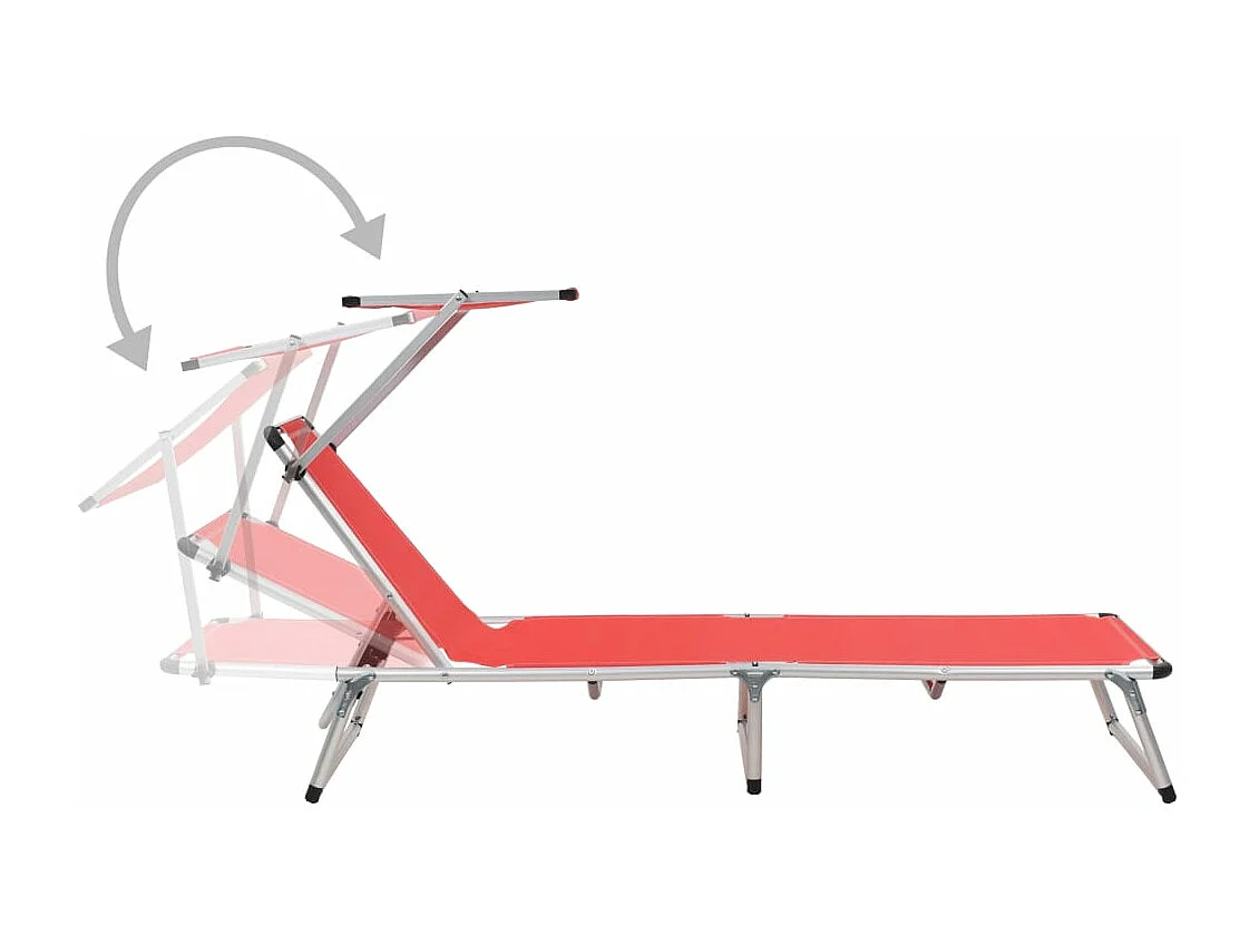 Chaises longues pliables et toit lot de 2 Aluminium textilène