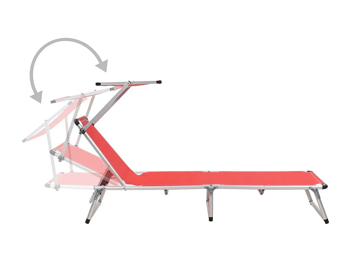 Chaises longues pliables et toit lot de 2 Aluminium textilène