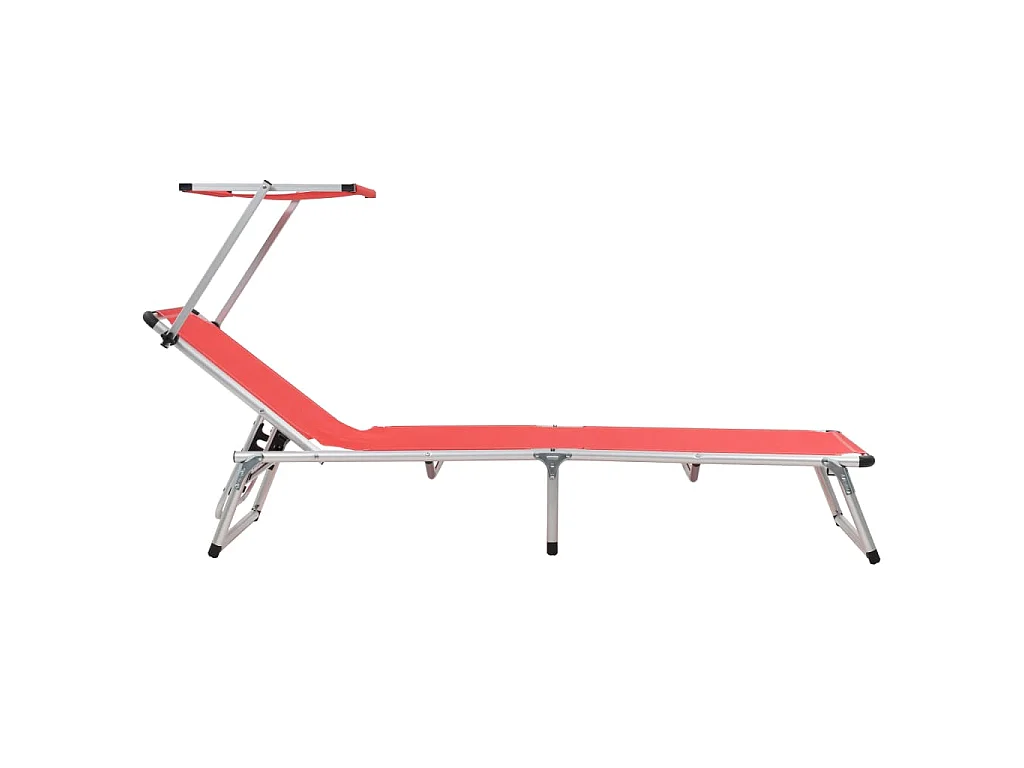 Klappbare Sonnenliegen mit Dach 2 Stk. Aluminium Textilene Rot