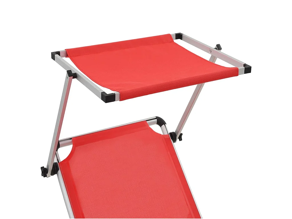 Klappbare Sonnenliegen mit Dach 2 Stk. Aluminium Textilene Rot