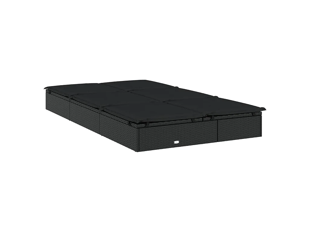 Sonnenliege für 2 Personen mit Auflage Schwarz Poly Rattan