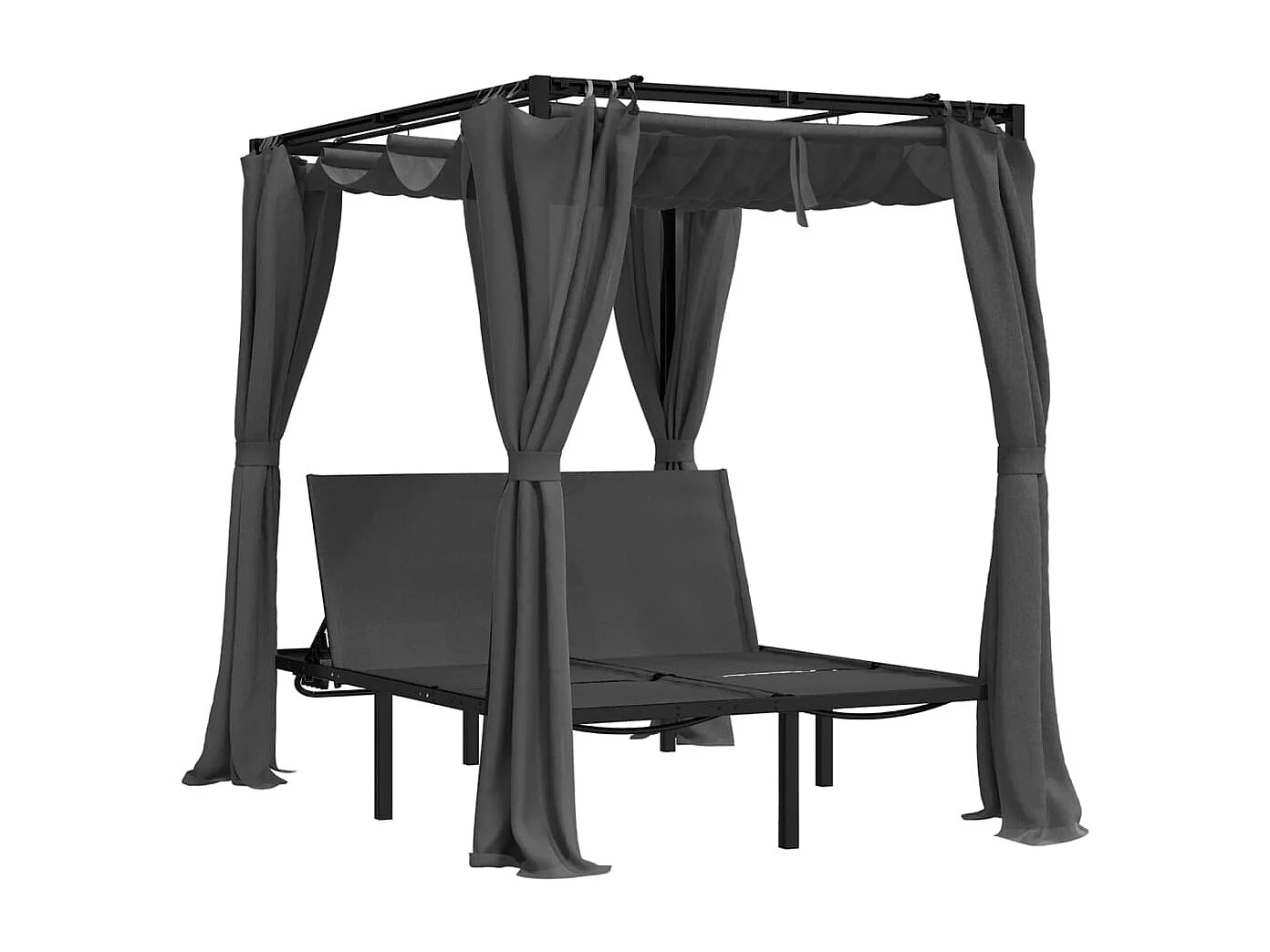 Chaise longue double avec rideaux latéraux et supérieurs