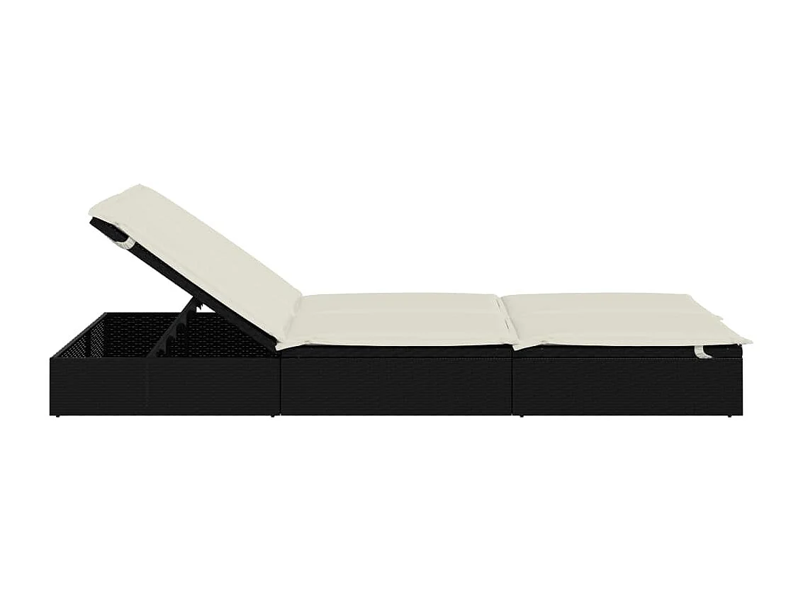 Espreguiçadeira para 2 pessoas com almofadões vime PE preto