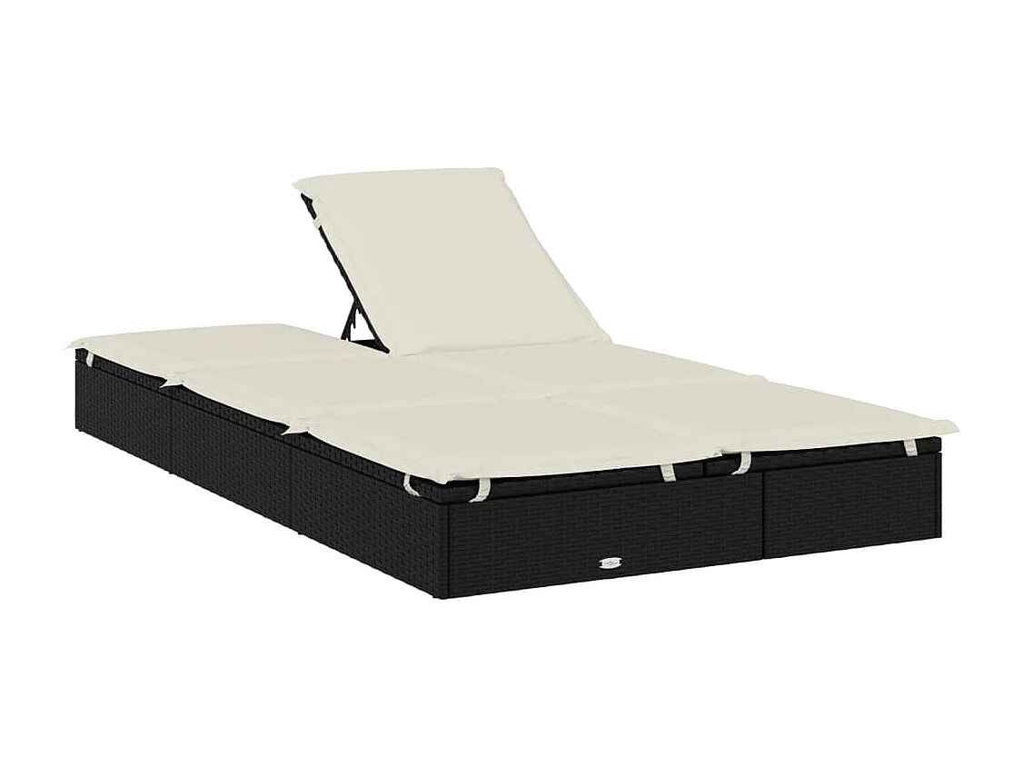 Espreguiçadeira para 2 pessoas com almofadões vime PE preto