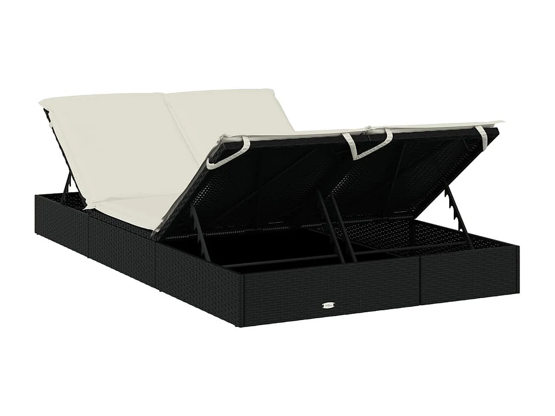 Espreguiçadeira para 2 pessoas com almofadões vime PE preto