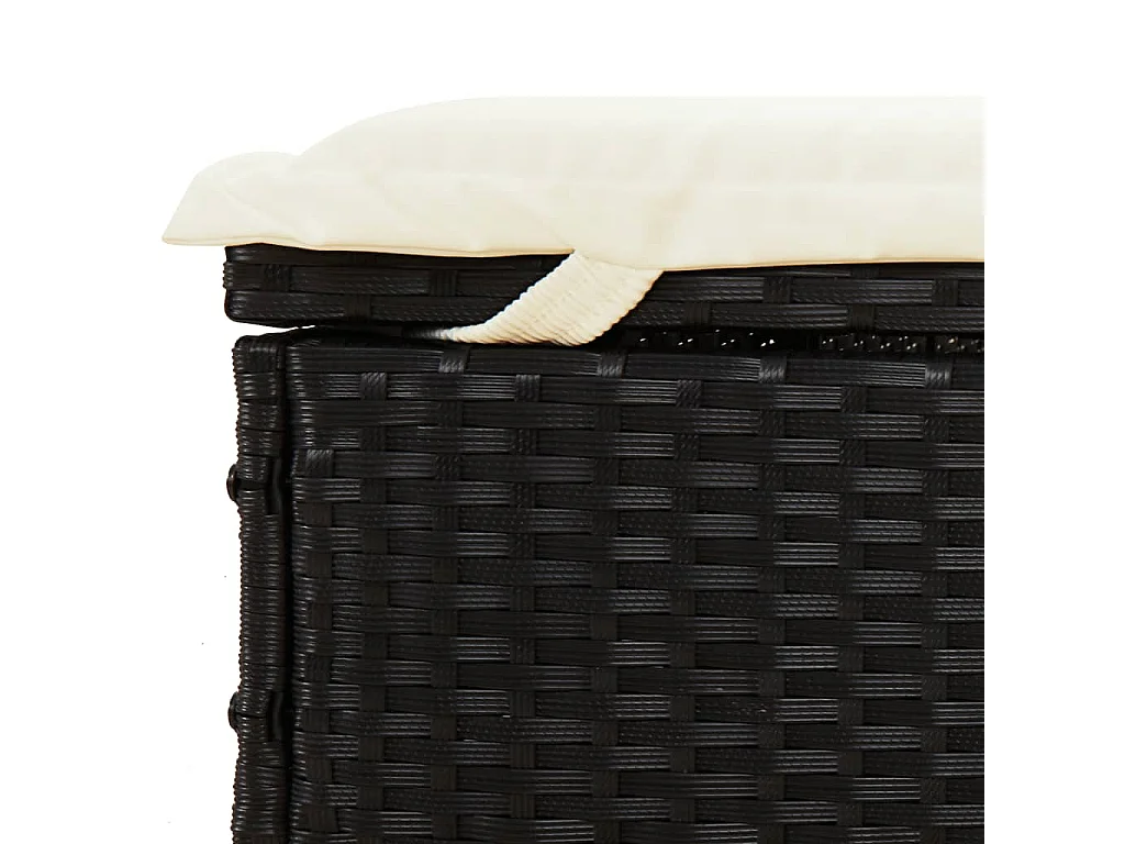 Sonnenliege für 2 Personen mit Auflage Schwarz Poly Rattan