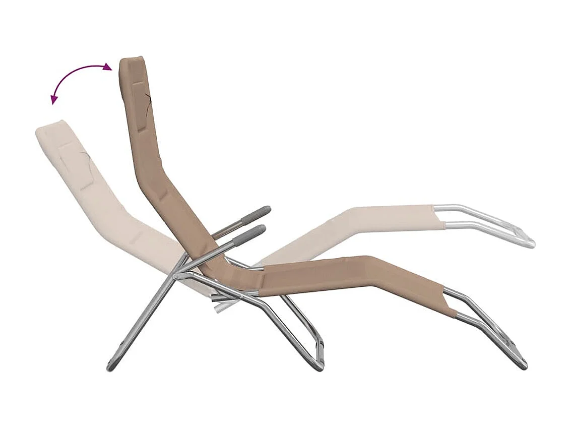 Chaises longues pliables lot de 2 taupe textilène et acier