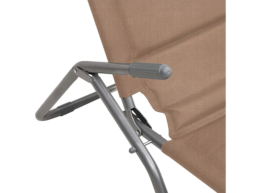 Chaises longues pliables lot de 2 taupe textilène et acier