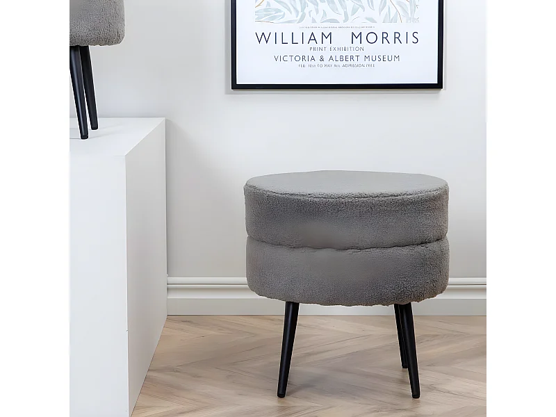 Pouf Pot 40x40x40 cm Pelliccia Nero e Grigio