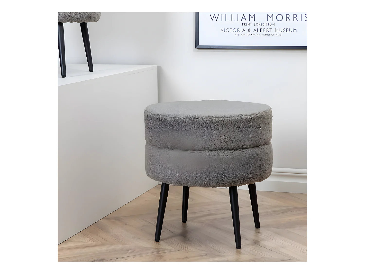 Puf Pot felpa negro y gris 40x40x40 cm