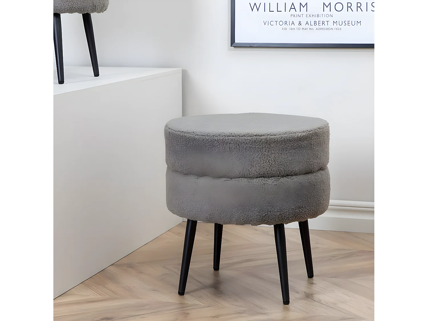 Pouf Pot 40x40x40 cm Teddy Noir et gris