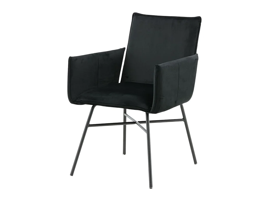 Petra Esszimmerstuhl mit Armlehne, Velour schwarz.