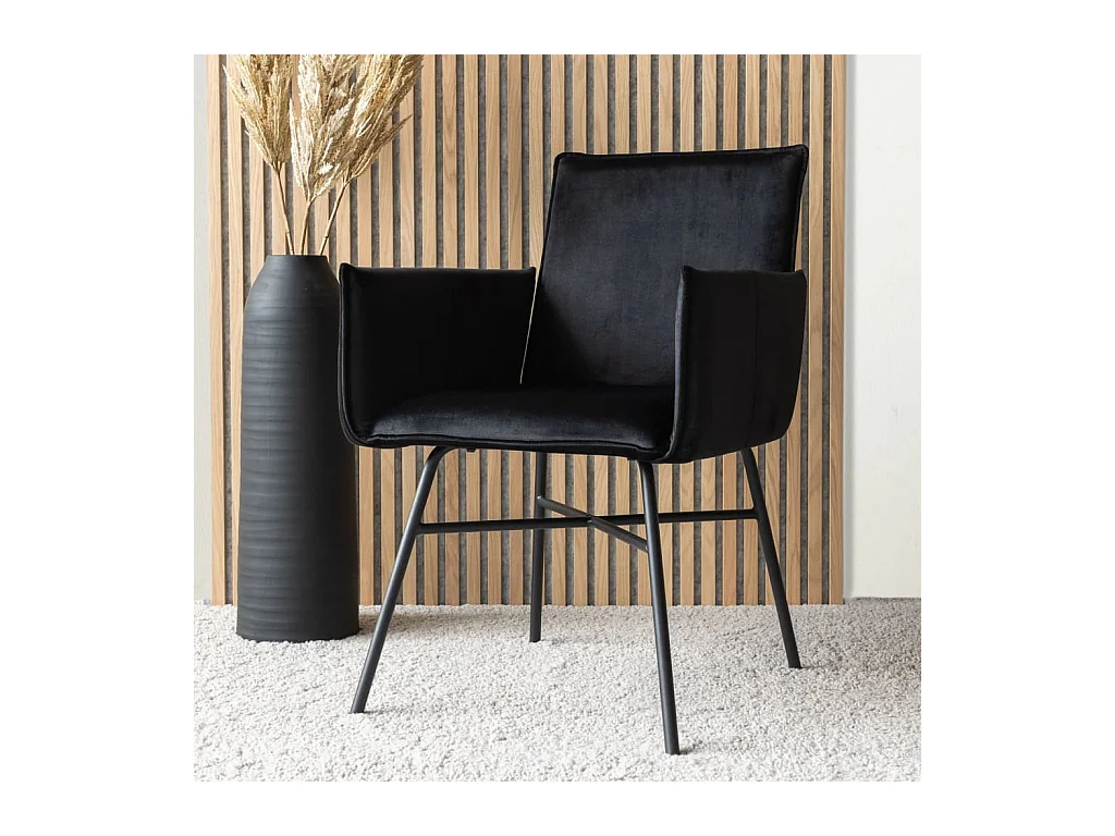 Chaise à dîner Pippi Velours Noir