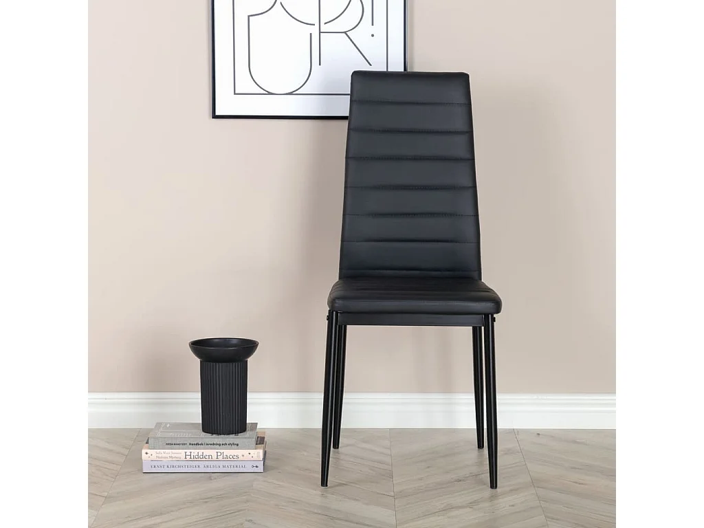 Slim eetkamerstoel PU kunstleer zwart.