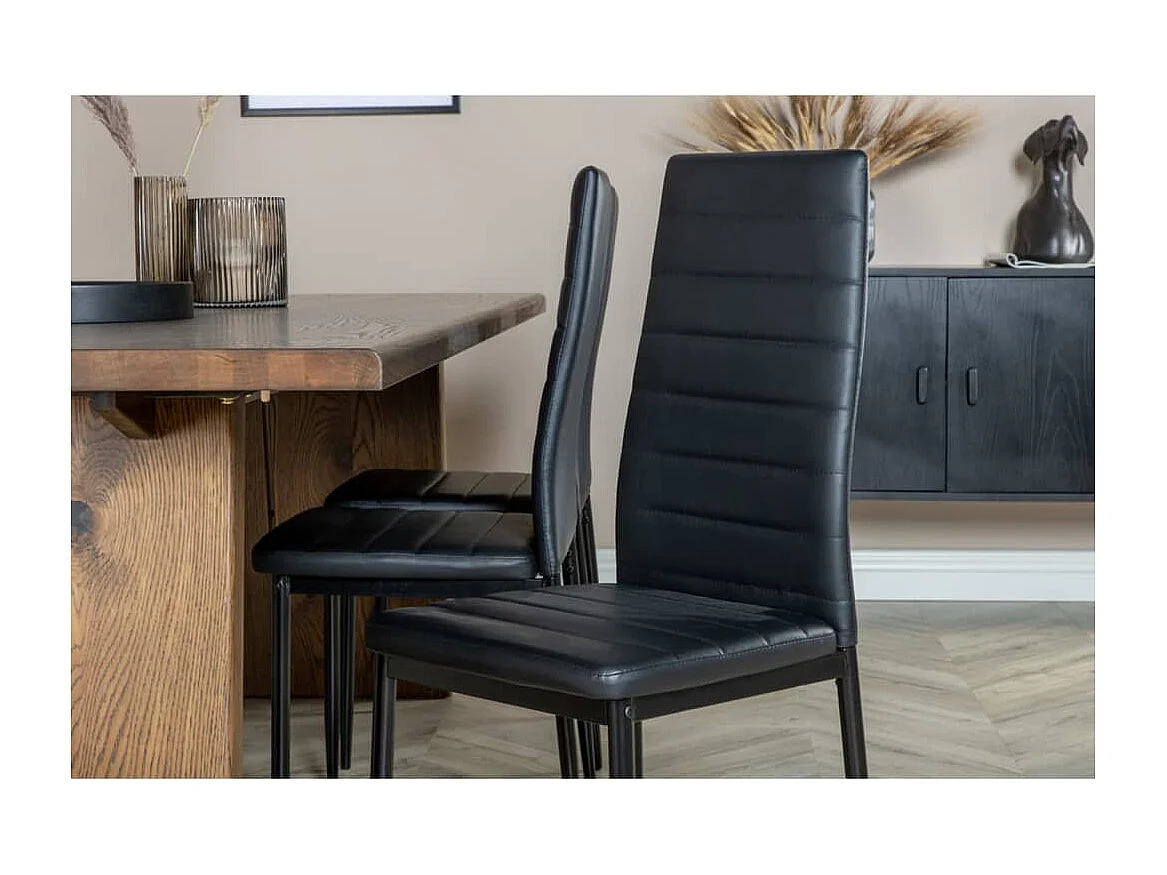 Slim eetkamerstoel PU kunstleer zwart.