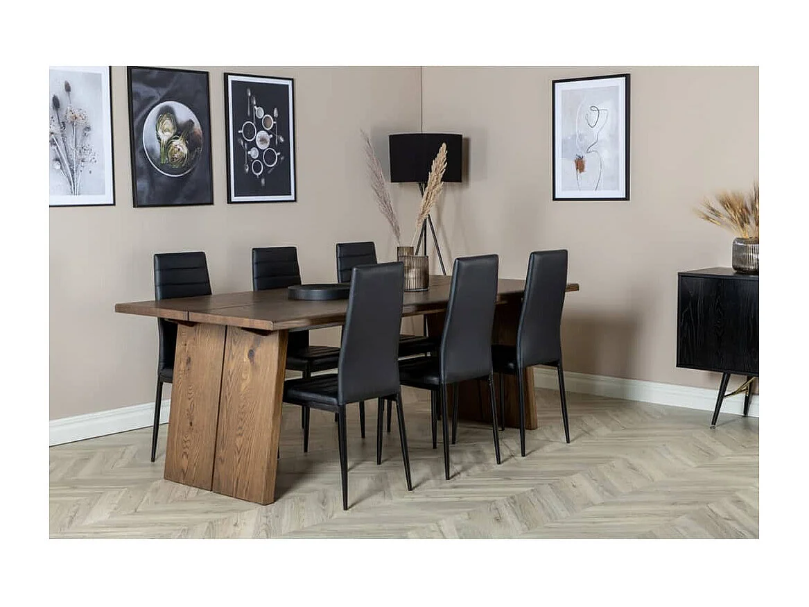 Slim eetkamerstoel PU kunstleer zwart.