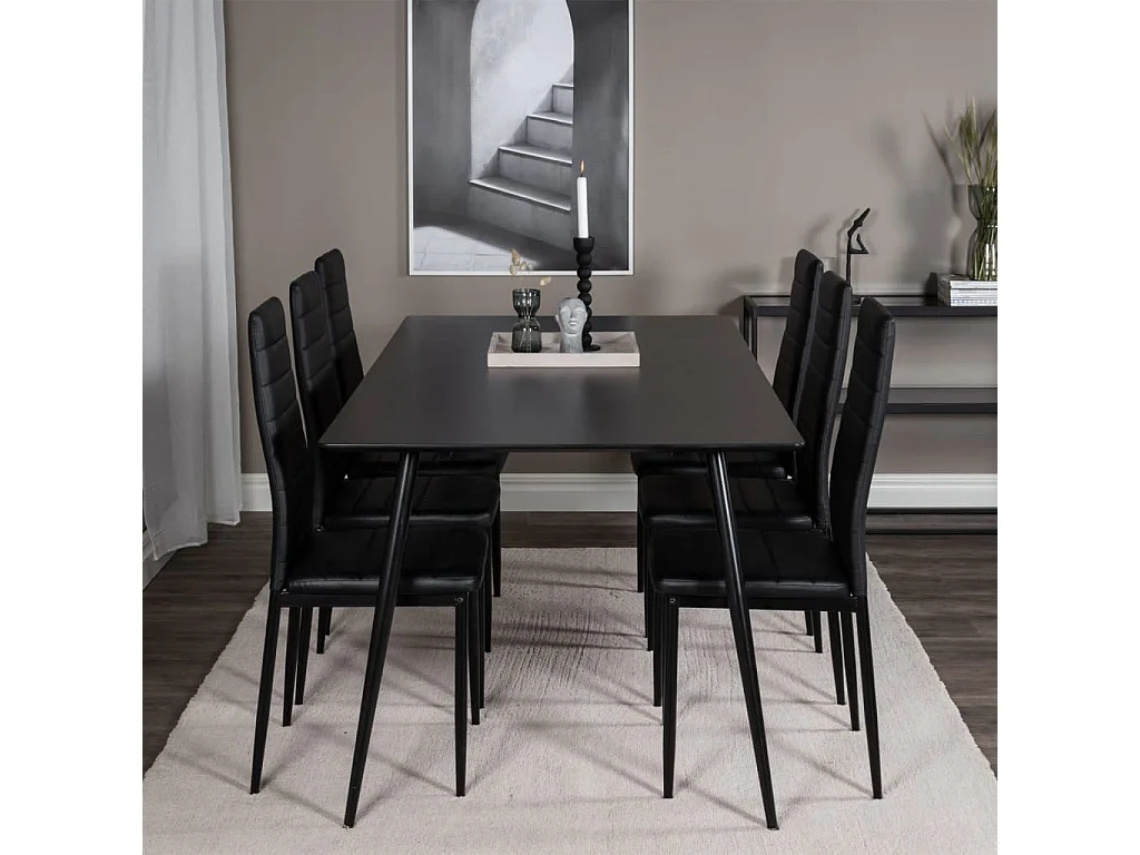 Slim eetkamerstoel PU kunstleer zwart.