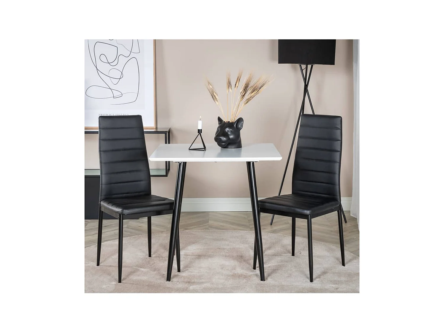 Slim Esszimmerstuhl PU Kunstleder schwarz.