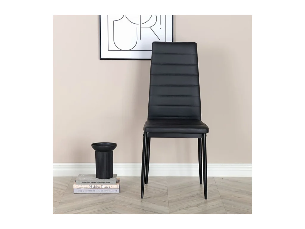Slim Esszimmerstuhl PU Kunstleder schwarz.