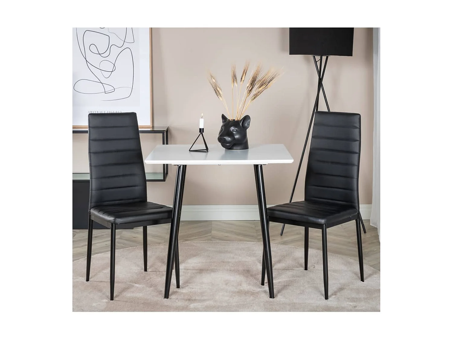 Slim eetkamerstoel PU kunstleer zwart.