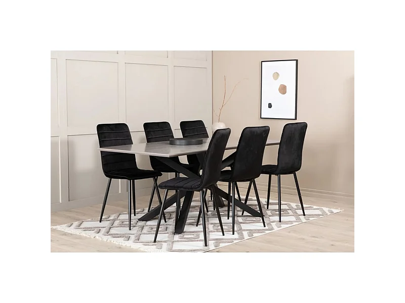 Chaises à manger lot de 2 Windu velours noir