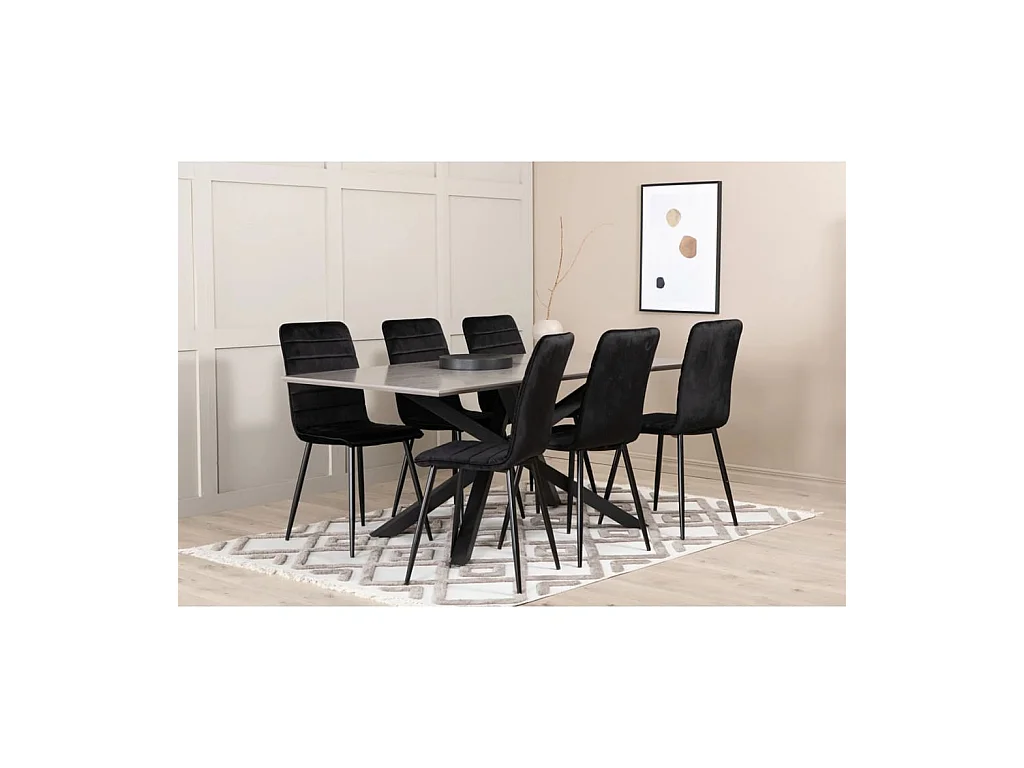 Chaises à manger lot de 2 Windu velours noir