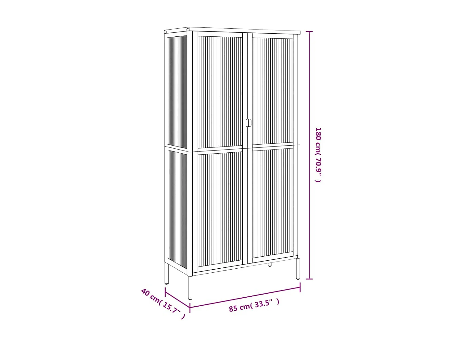Aparador alto vidrio y acero negro 85x40x180 cm