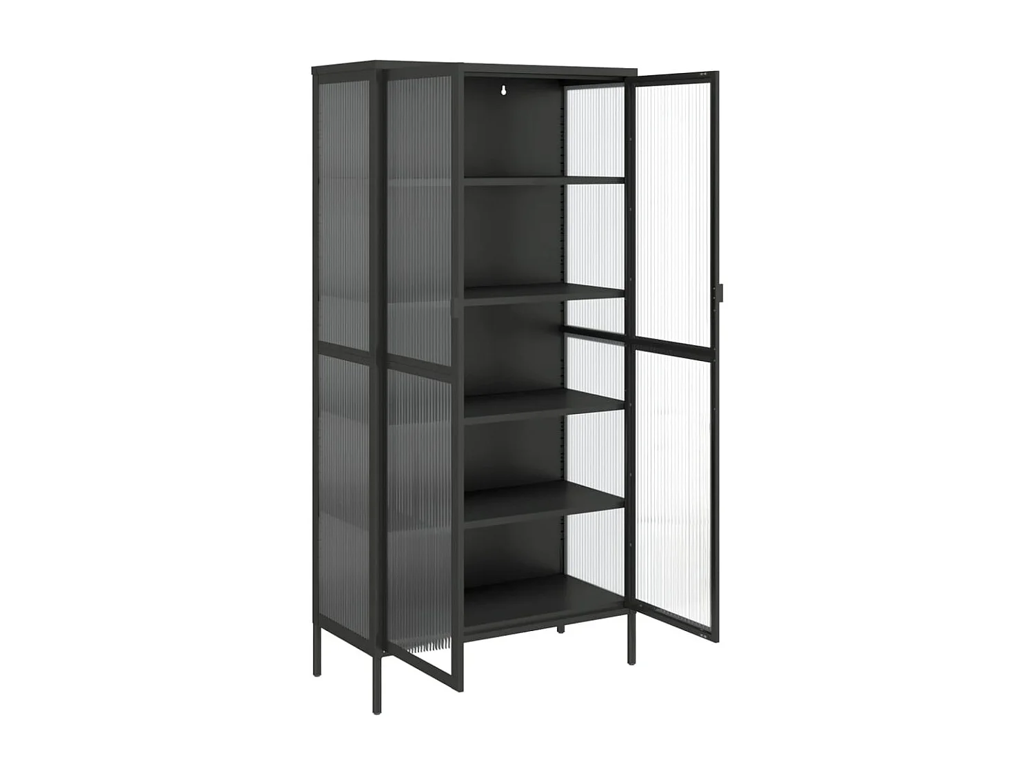 Aparador alto vidrio y acero negro 85x40x180 cm