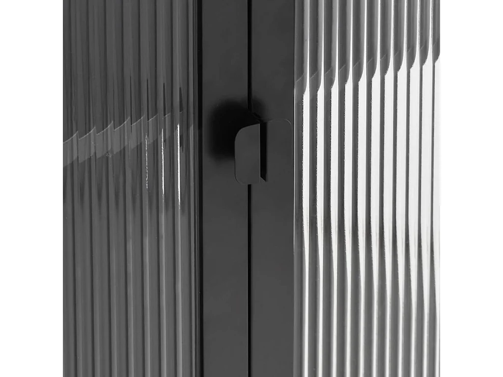 Aparador alto vidrio y acero negro 85x40x180 cm