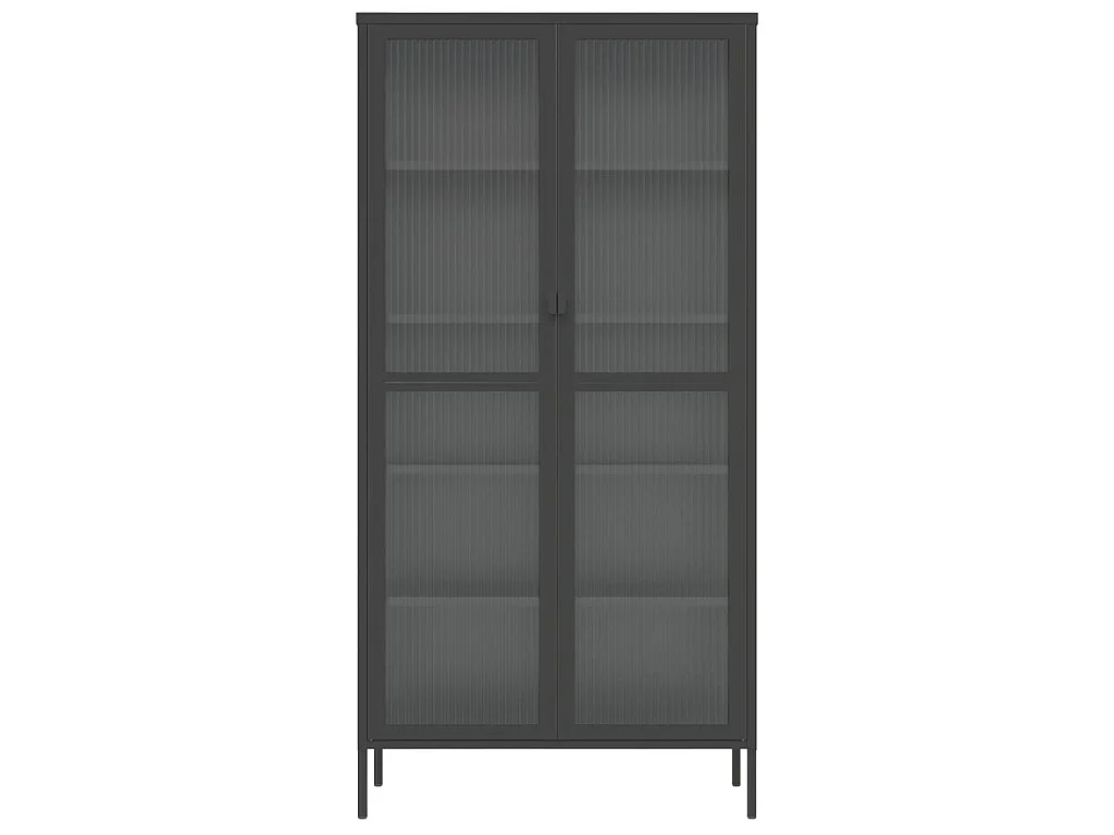 Buffet haut noir 85x40x180 cm verre et acier