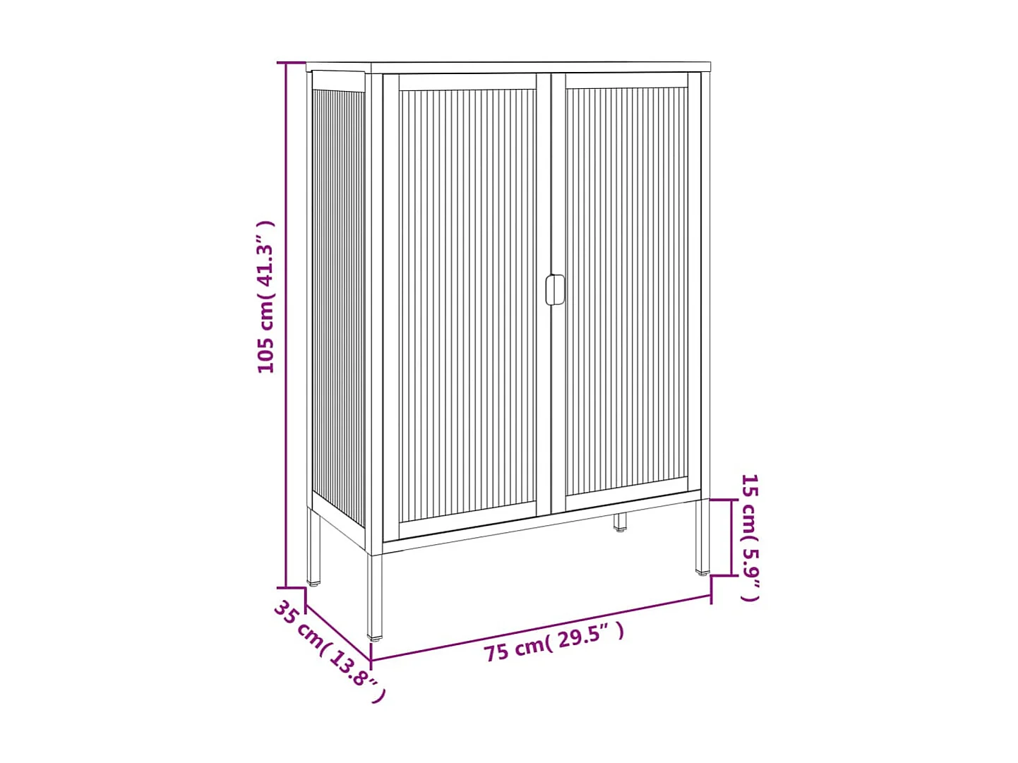 Buffet noir 75x35x105 cm verre et acier