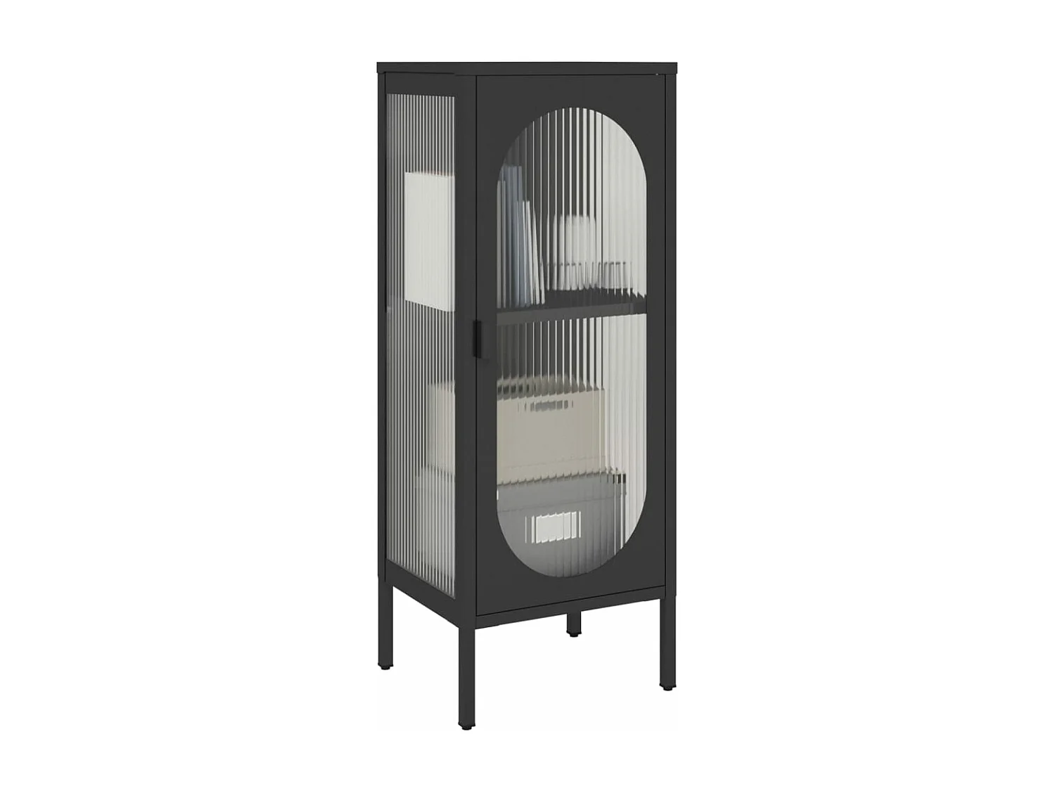 Credenza Nera 40x35x105 cm Vetro e Acciaio