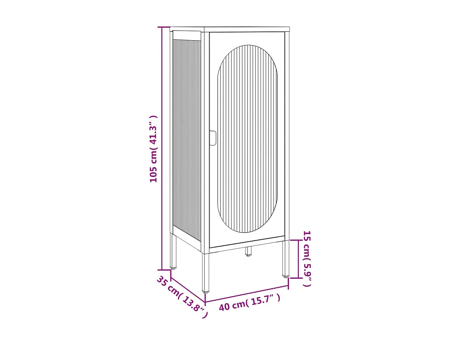 Credenza Nera 40x35x105 cm Vetro e Acciaio
