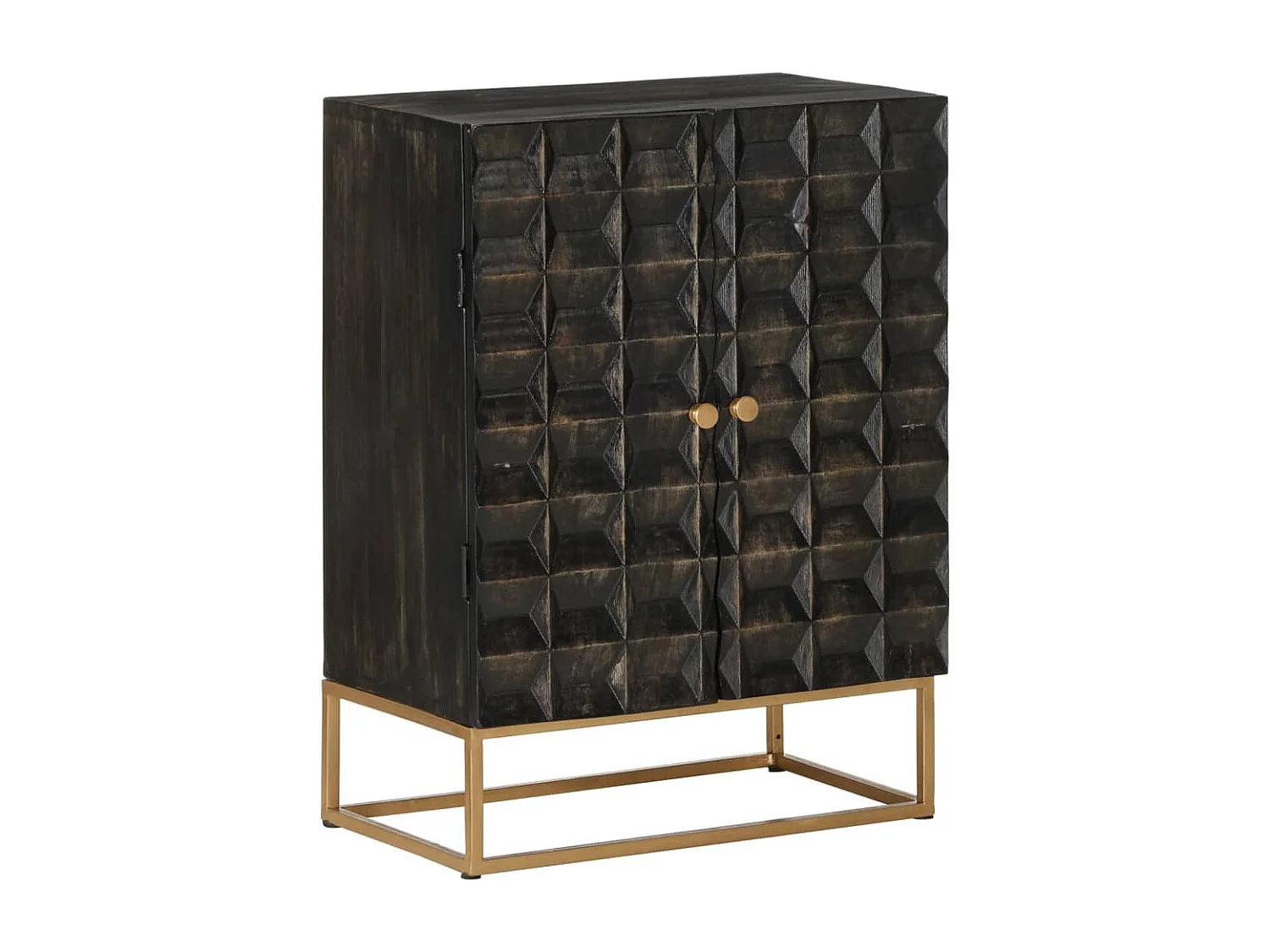 Dressoir 55x34x75 cm massief mangohout en ijzer zwart