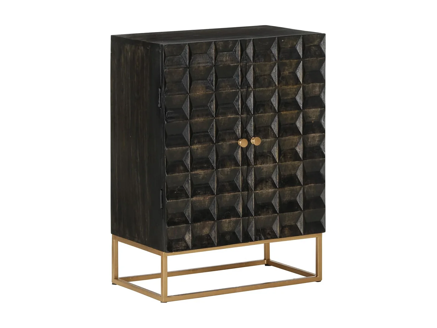 Dressoir 55x34x75 cm massief mangohout en ijzer zwart