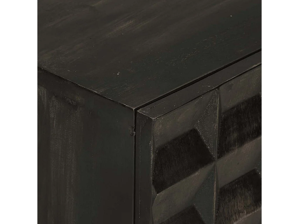 Sideboard Schwarz 55x34x75 cm Massivholz Mango und Eisen