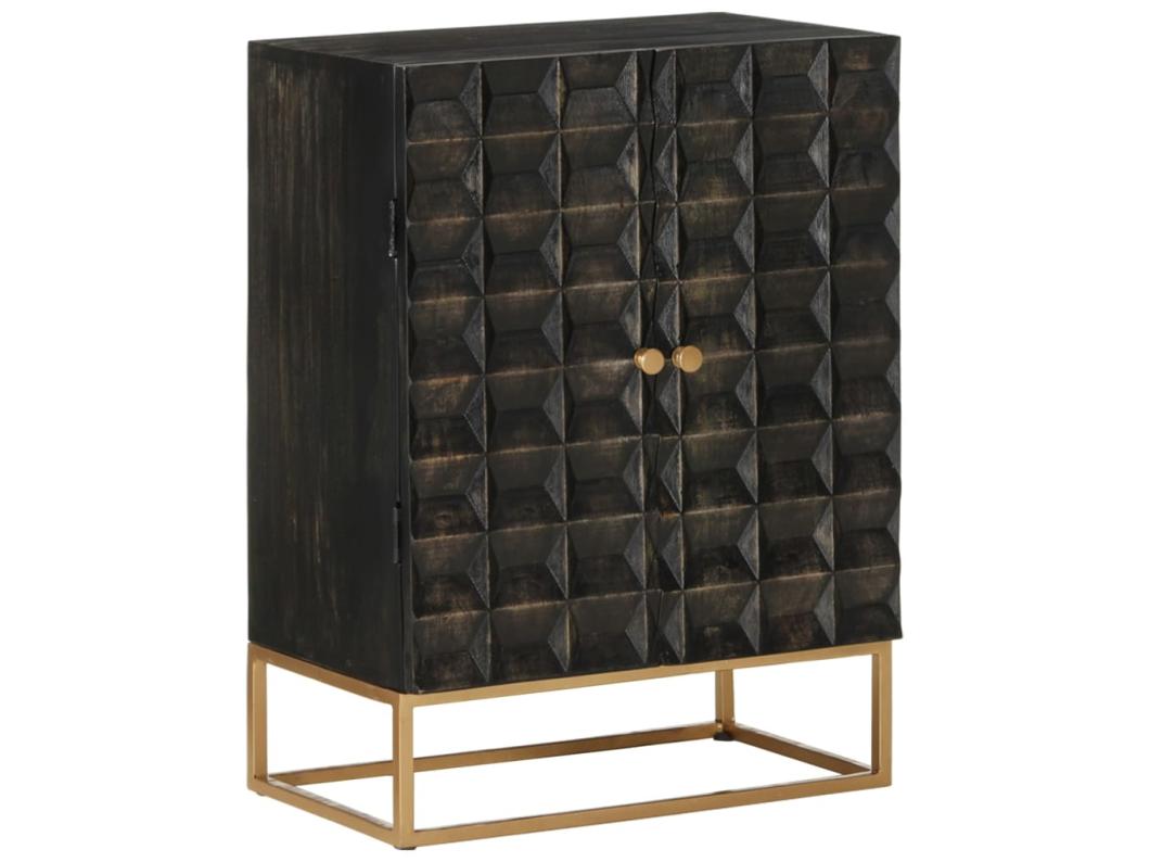 Dressoir 55x34x75 cm massief mangohout en ijzer zwart