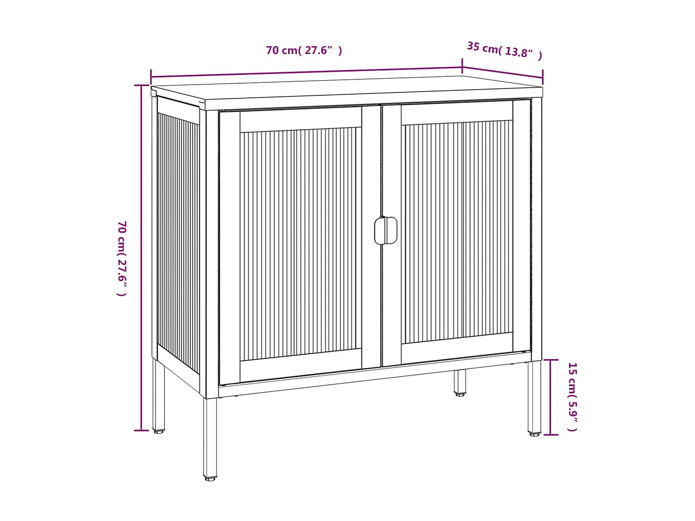 Sideboard Schwarz 70x35x70 cm Glas und Stahl
