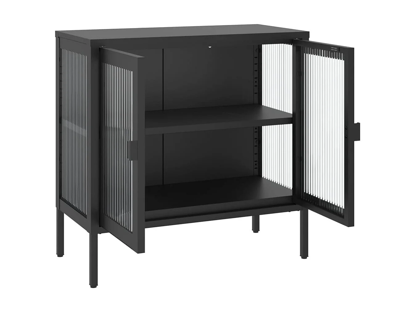 Sideboard Schwarz 70x35x70 cm Glas und Stahl