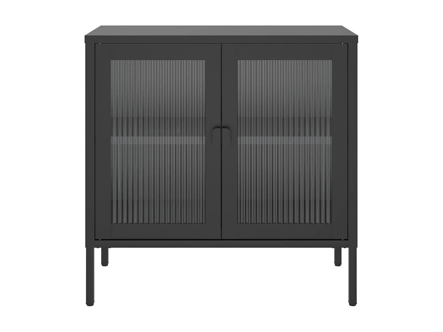 Buffet noir 70x35x70 cm verre et acier