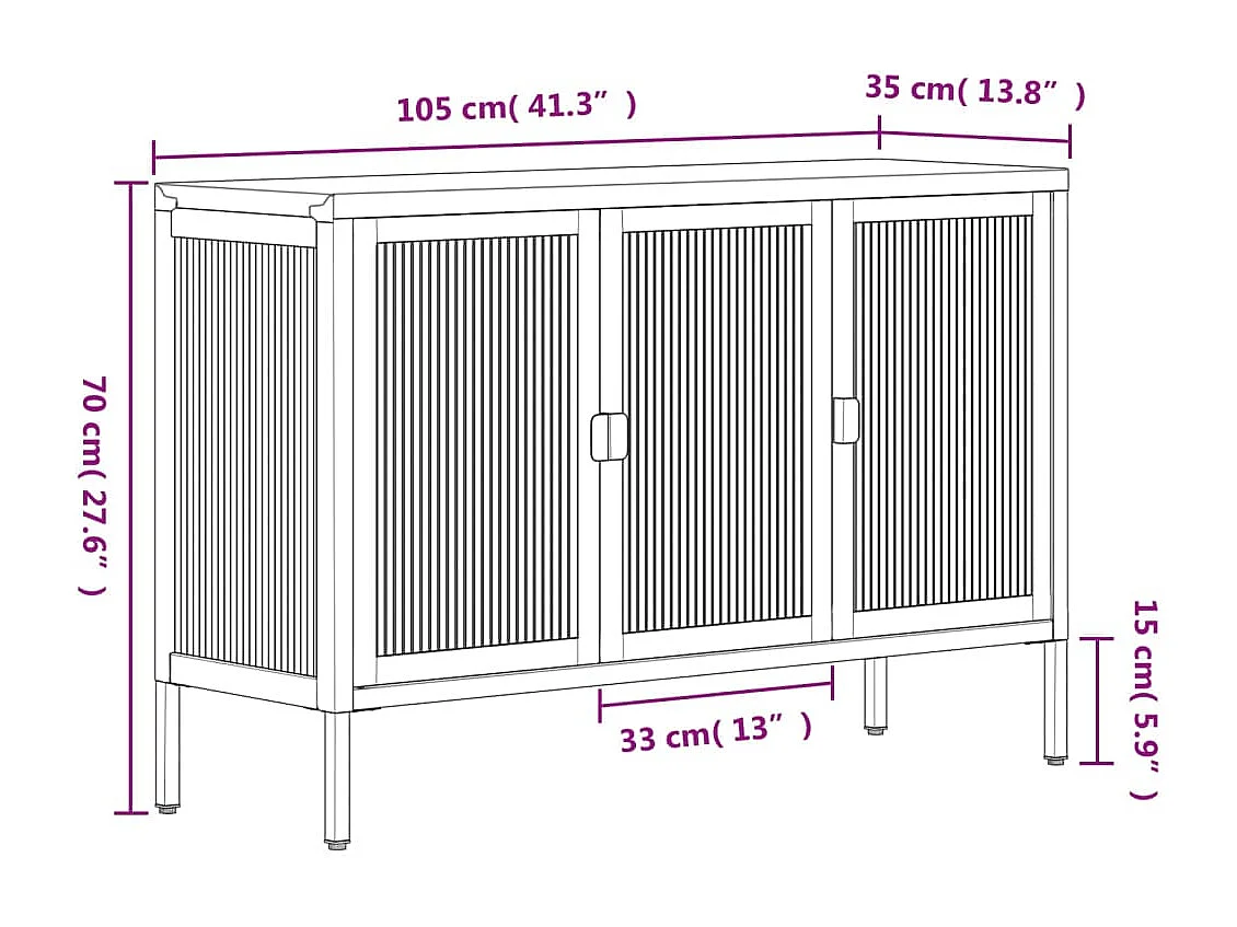 Sideboard Schwarz 105x35x70 cm Glas und Stahl